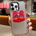 For iPhone 14 Pro Max New Year Lion Dance Plush Doll Phone Case(Grey Back Red Lion)