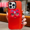 For iPhone 13 Pro New Year Lion Dance Plush Doll Phone Case(Red Back Red Lion)