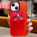 For iPhone 13 New Year Lion Dance Plush Doll Phone Case(Red Back Red Lion)