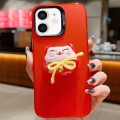 For iPhone 12 New Year Lion Dance Plush Doll Phone Case(Lucky Cat)