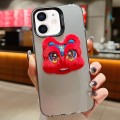 For iPhone 12 New Year Lion Dance Plush Doll Phone Case(Grey Back Red Lion)