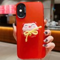 For iPhone X / XS New Year Lion Dance Plush Doll Phone Case(Lucky Cat)