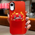 For iPhone XR New Year Lion Dance Plush Doll Phone Case(Dragon)