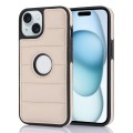 For iPhone 15 Plus Piano Key Hollow Cutout PU Phone Case(Apricot)