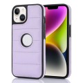 For iPhone 14 Plus Piano Key Hollow Cutout PU Phone Case(Light Purple)