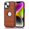 For iPhone 14 Piano Key Hollow Cutout PU Phone Case(Brown)