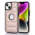 For iPhone 14 Piano Key Hollow Cutout PU Phone Case(Rose Gold)