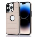 For iPhone 14 Pro Max Piano Key Hollow Cutout PU Phone Case(Apricot)