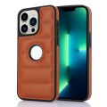 For iPhone 13 Pro Piano Key Hollow Cutout PU Phone Case(Brown)