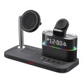 C09 15W 5 in 1 Multifunctional Wireless Charger Bedside Clock Lamp(Black)