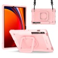 For Samsung Galaxy Tab S9 FE+ / S9+ Handle Robot Silicone Hybrid PC Tablet Case(Rose Gold)