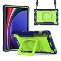 For Samsung Galaxy Tab S9 FE / S9 Handle Robot Silicone Hybrid PC Tablet Case(Navy Yellow Green)