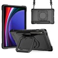 For Samsung Galaxy Tab S9 FE / S9 Handle Robot Silicone Hybrid PC Tablet Case(Black)