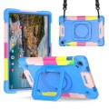 For Samsung Galaxy Tab A9+ Handle Robot Silicone Hybrid PC Tablet Case(Camouflage Blue)