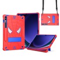 For Samsung Galaxy Tab S9 FE+ / S9+ Fold-Holder Spider Silicone Hybrid PC Tablet Case(Red Blue)