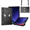 For Samsung Galaxy Tab S9 FE+ / S9+ Fold-Holder Spider Silicone Hybrid PC Tablet Case(Black)