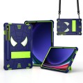 For Samsung Galaxy Tab S9 FE / S9 Fold-Holder Spider Silicone Hybrid PC Tablet Case(Navy Yellow Gree