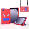 For Samsung Galaxy Tab A9 Fold-Holder Spider Silicone Hybrid PC Tablet Case(Red Blue)