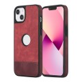 For iPhone 13 Splicing Sewing Hollow Cutout PU Phone Case(Red)