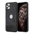 For iPhone 11 Pro Max Splicing Sewing Hollow Cutout PU Phone Case(Black)