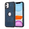 For iPhone 11 Splicing Sewing Hollow Cutout PU Phone Case(Blue)