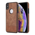 For iPhone XS Max Splicing Sewing Hollow Cutout PU Phone Case(Brown)