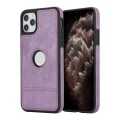 For iPhone 11 Pro Splicing Sewing Hollow Cutout PU Phone Case(Purple)