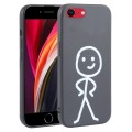 For iPhone SE 2022 / SE 2020 Stickman Pattern Liquid Silicone Phone Case(Black)