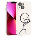 For iPhone 13 Stickman Pattern Liquid Silicone Phone Case(White)