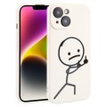 For iPhone 14 Stickman Pattern Liquid Silicone Phone Case(White)