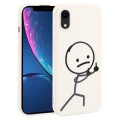For iPhone XR Stickman Pattern Liquid Silicone Phone Case(White)