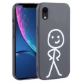 For iPhone XR Stickman Pattern Liquid Silicone Phone Case(Black)