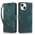 For iPhone 14 Orchid Butterfly Embossed Leather Phone Case(Green)