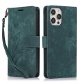 For iPhone 13 Pro Orchid Butterfly Embossed Leather Phone Case(Green)