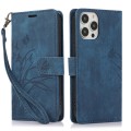 For iPhone 13 Pro Max Orchid Butterfly Embossed Leather Phone Case(Blue)