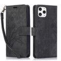 For iPhone 12 Pro Max Orchid Butterfly Embossed Leather Phone Case(Black)