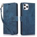 For iPhone 12 / 12 Pro Orchid Butterfly Embossed Leather Phone Case(Blue)