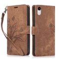 For iPhone XR Orchid Butterfly Embossed Leather Phone Case(Brown)