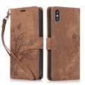 For iPhone XS Max Orchid Butterfly Embossed Leather Phone Case(Brown)