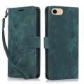 For iPhone 7 / 8 / SE 2022 Orchid Butterfly Embossed Leather Phone Case(Green)