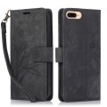 For iPhone 7 Plus / 8 Plus Orchid Butterfly Embossed Leather Phone Case(Black)