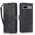 For Google Pixel 8 Orchid Butterfly Embossed Leather Phone Case(Black)