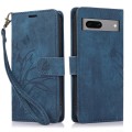 For Google Pixel 8 Orchid Butterfly Embossed Leather Phone Case(Blue)