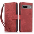 For Google Pixel 8 Orchid Butterfly Embossed Leather Phone Case(Red)