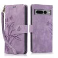 For Google Pixel 7 Pro Orchid Butterfly Embossed Leather Phone Case(Purple)