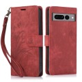 For Google Pixel 7 Pro Orchid Butterfly Embossed Leather Phone Case(Red)