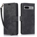 For Google Pixel 7 Orchid Butterfly Embossed Leather Phone Case(Black)