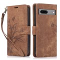 For Google Pixel 7 Orchid Butterfly Embossed Leather Phone Case(Brown)