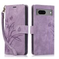 For Google Pixel 7a Orchid Butterfly Embossed Leather Phone Case(Purple)