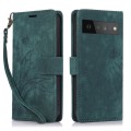 For Google Pixel 6 Orchid Butterfly Embossed Leather Phone Case(Green)